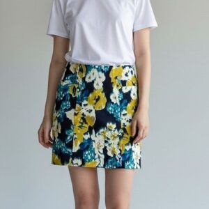 NEW Lysse Charity Pencil Skirt Women Large Petite LP Floral Flower Bunch Blue